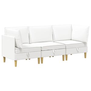 vidaXL Modul&aacute;ris kanap&eacute; szett t&aacute;rol&oacute;val 3 pcs Feh&eacute;r Sz&ouml;vet