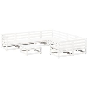 vidaXL feh&eacute;r 9 r&eacute;szes t&ouml;m&ouml;r fenyőfa kerti kanap&eacute;szett