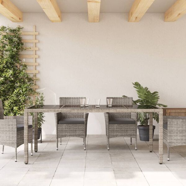 vidaXL sz&uuml;rke polyrattan &uuml;veglapos kerti asztal 190 x 90 x 75 cm