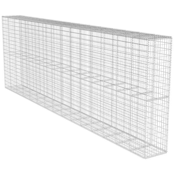 vidaXL horganyzott acél gabion fal fedéllel 600 x 50 x 200 cm