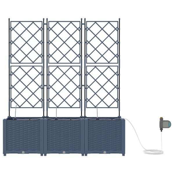 vidaXL Kerti cser&eacute;p 3 pcs Sz&uuml;rke 120 x 40 x 143 cm Ac&eacute;l