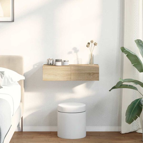 vidaXL Falipolc fiókokkal sonoma tölgy 60x26,5x15 cm műszaki fa