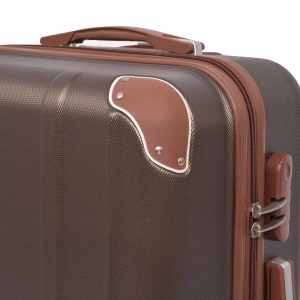 vidaXL 4 darabos, kávészínű, kemény fedeles, görgős bőrönd szett