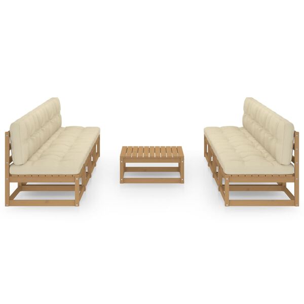 vidaXL 9 r&eacute;szes t&ouml;m&ouml;r fenyőfa kerti &uuml;lőgarnit&uacute;ra p&aacute;rn&aacute;val