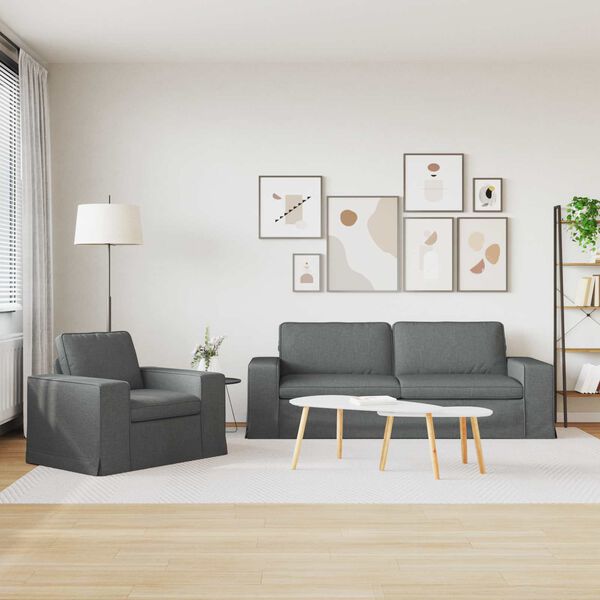 vidaXL Kanap&eacute; Szett 2 pcs S&ouml;t&eacute;tsz&uuml;rke 182 x 80 x 82 cm sz&ouml;vet