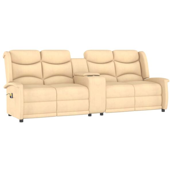 vidaXL 4 szem&eacute;lyes kr&eacute;m d&ouml;nthető massz&aacute;zsfotel poh&aacute;rtart&oacute;val