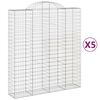 vidaXL 5 db &iacute;ves horganyzott vas gabion kos&aacute;r 200x50x220/240 cm