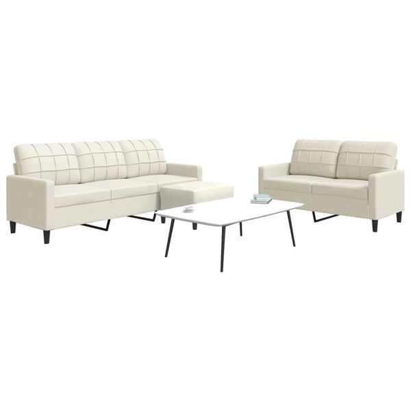 vidaXL 3 részes krém bársony ülőgarnitúra párnákkal