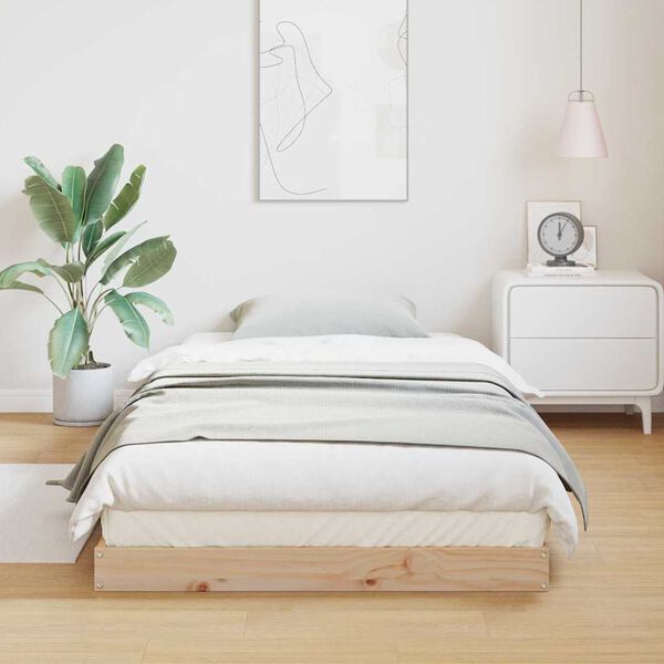 vidaXL Földi ágykeret Természetes 213.5 x 104 x 9 cm Tömör fenyőfa