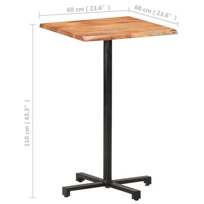 vidaXL tömör akácfa bárasztal természetes szélekkel 60 x 60 x 110 cm