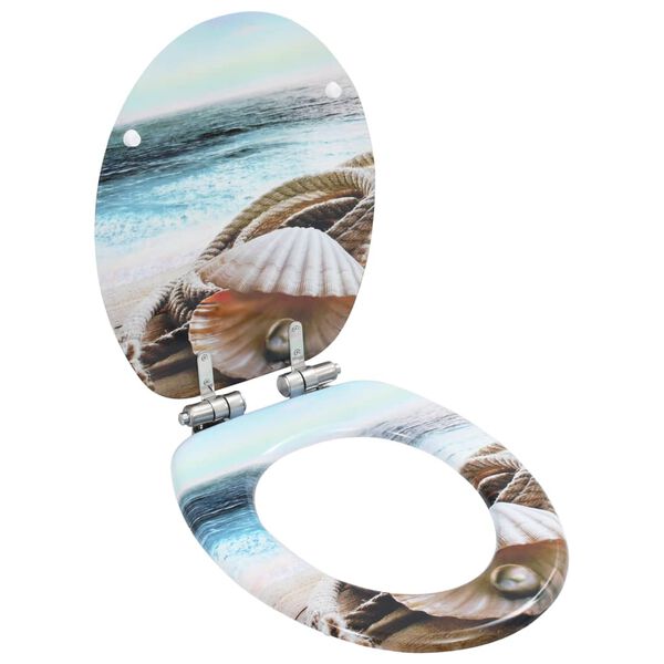 vidaXL 2 db kagyl&oacute;mint&aacute;s MDF WC-&uuml;lőke lassan csuk&oacute;d&oacute; fed&eacute;llel