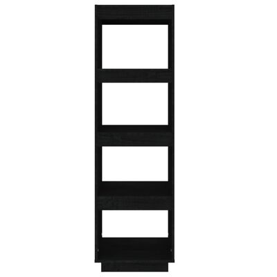 vidaXL fekete tömör fenyőfa könyvszekrény/térelválasztó 40x35x135 cm
