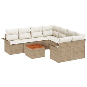 vidaXL Kerti Kanap&eacute; Szett 9 db 8-&Uuml;lőhelyek sz&aacute;ma Beige &eacute;s kr&eacute;m