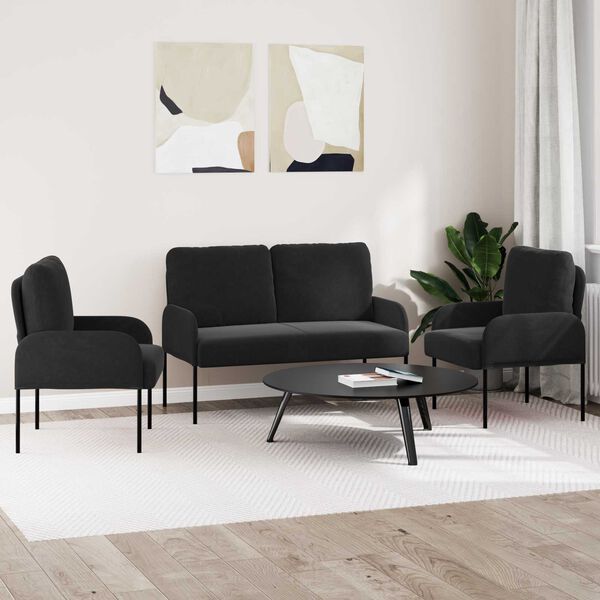 vidaXL &Uuml;lőgarnit&uacute;r&aacute;k p&aacute;rn&aacute;val 3 pcs Fekete 115 x 56 x 80 cm Furn&eacute;r