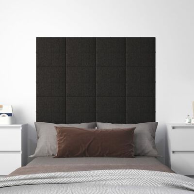 vidaXL 12 db fekete szövet fali panel 30 x 30 cm 1,08 m²