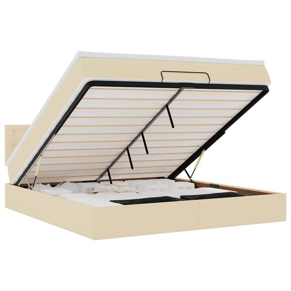 vidaXL Oszm&aacute;n &aacute;gykeret matraccal kr&eacute;m 160x200cm sz&ouml;vet