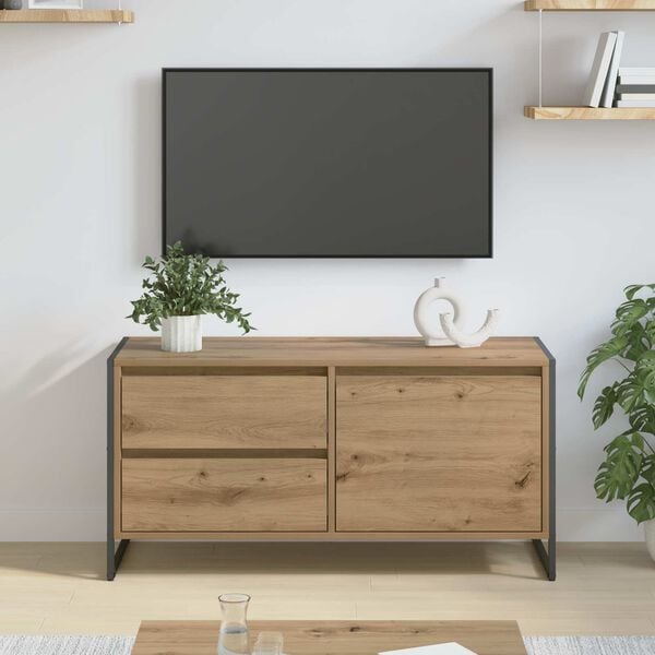 vidaXL TV szekr&eacute;ny fi&oacute;kkal Műv&eacute;szi t&ouml;lgy 100 x 36 x 49.5 cm Faanyag