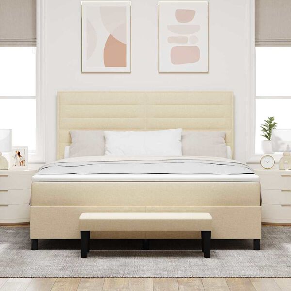 vidaXL Boxrug&oacute;s &aacute;gy matracmal fejt&aacute;ml&aacute;val Kr&eacute;m 180 x 200 cm sz&ouml;vet