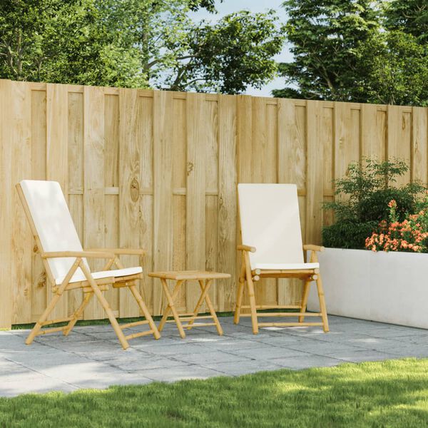 vidaXL 2 db bambusz &ouml;sszecsukhat&oacute; d&ouml;nthető kerti sz&eacute;k p&aacute;rn&aacute;val