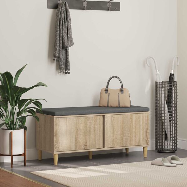 vidaXL Előt&eacute;r pad p&aacute;rn&aacute;val t&aacute;rol&oacute;val Sonoma t&ouml;lgy 60 x 38 x 46 cm