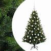 vidaXL Műfenyő g&ouml;mb&ouml;kkel 120 cm 150 LED Meleg feh&eacute;r PVC &eacute;s f&eacute;m Z&ouml;ld