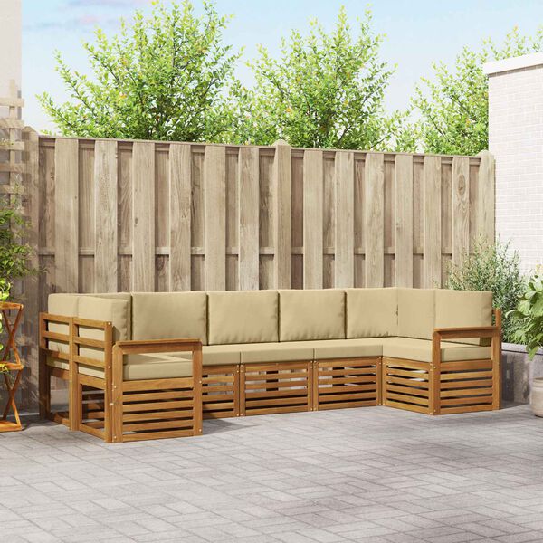 vidaXL &Uuml;lőgarnit&uacute;r&aacute;k p&aacute;rn&aacute;val 7 pcs Term&eacute;szetes &eacute;s b&eacute;zs T&ouml;m&ouml;r Ak&aacute;cfa