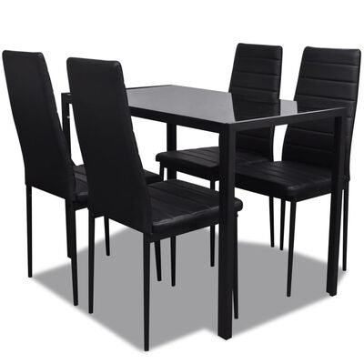 vidaXL 5 darabos fekete étkezőasztal szett