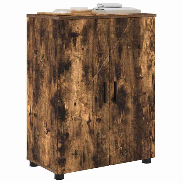 vidaXL F&uuml;rdőszoba Sz&eacute;k&eacute;ny F&uuml;st&ouml;lt t&ouml;lgy 60 x 35 x 80 cm Faanyag & F&eacute;m