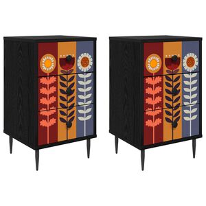 vidaXL &Eacute;jjeliszekr&eacute;ny ESSEN 2 db Fekete T&ouml;lgy 36 x 33 x 61 cm