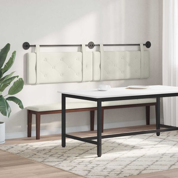 vidaXL Fali Fejt&aacute;mla Falra szerelhető Kr&eacute;m 210 x 55 x 5 cm B&aacute;rsony