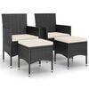 vidaXL 4 r&eacute;szes fekete kerti polyrattan sz&eacute;k- &eacute;s zs&aacute;molyszett