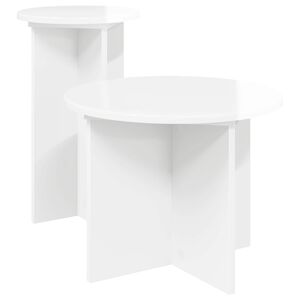 vidaXL Kisasztal k&eacute;szlet 2 db Magasf&eacute;nyű Feh&eacute;r &Oslash; 45 x 35 cm Szerelt Fa