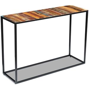vidaXL t&ouml;m&ouml;r &uacute;jrahasznos&iacute;tott fa konzolasztal 110 x 35 x 76 cm