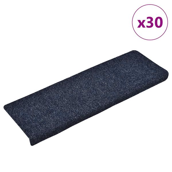 vidaXL öntapadós lépcsőszőnyegek 30 db 65 x 21 x 4 cm kék téglalap alakú széllel