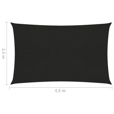 vidaXL fekete HDPE napvitorla 160 g/m² 2,5 x 4,5 m