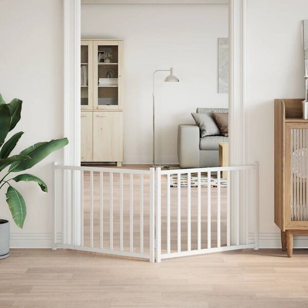 vidaXL feh&eacute;r t&ouml;m&ouml;r fenyőfa 2 paneles &ouml;sszecsukhat&oacute; kutyakapu 160 cm