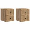vidaXL Fali &eacute;jjeli szekr&eacute;ny 2 pcs K&eacute;zműves T&ouml;lgy 33 x 34,5 x 40 cm