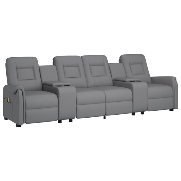 vidaXL 4 szem&eacute;lyes sz&uuml;rke d&ouml;nthető massz&aacute;zsfotel poh&aacute;rtart&oacute;val