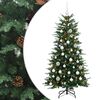 vidaXL Műkar&aacute;csonyfa g&ouml;mbbel 150 cm 150 LED Meleg feh&eacute;r PE &eacute;s PVC Z&ouml;ld