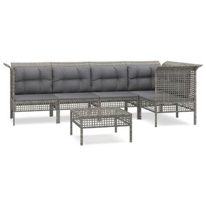 vidaXL 6 r&eacute;szes sz&uuml;rke polyrattan kerti &uuml;lőgarnit&uacute;ra p&aacute;rn&aacute;kkal