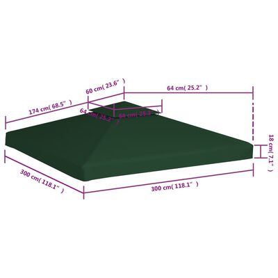 vidaXL zöld csere pavilon ponyvatető 310 g/m² 3 x 3 m