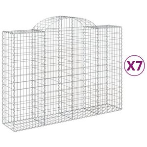 vidaXL 7 db &iacute;ves horganyzott vas gabion kos&aacute;r 200x50x140/160 cm