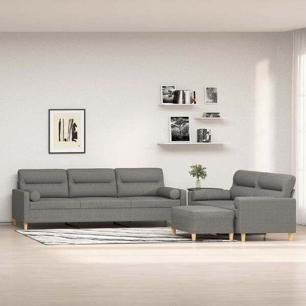 vidaXL 3 r&eacute;szes s&ouml;t&eacute;tsz&uuml;rke sz&ouml;vet &uuml;lőgarnit&uacute;ra d&iacute;szp&aacute;rn&aacute;kkal