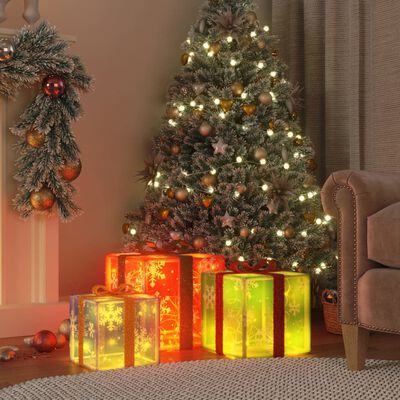 vidaXL 3 db 64 LED-es meleg fehér karácsonyi ajándékdoboz