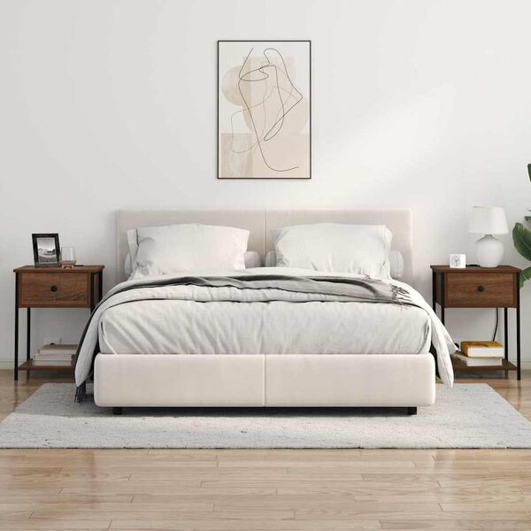 vidaXL &Eacute;jjeliszekr&eacute;ny fi&oacute;kkal Barna T&ouml;lgy 42 x 41 x 56 cm Faanyag