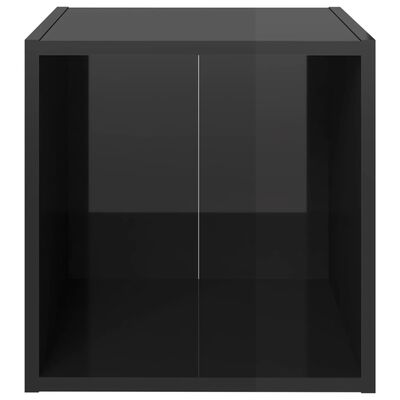 vidaXL 4 db magasfényű fekete forgácslap TV-szekrény 37 x 35 x 37 cm