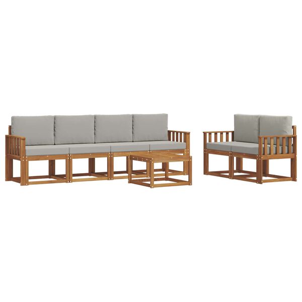 vidaXL K&uuml;lt&eacute;ri kanap&eacute; szett 7 pcs Term&eacute;szetes &eacute;s Vil&aacute;gossz&uuml;rke