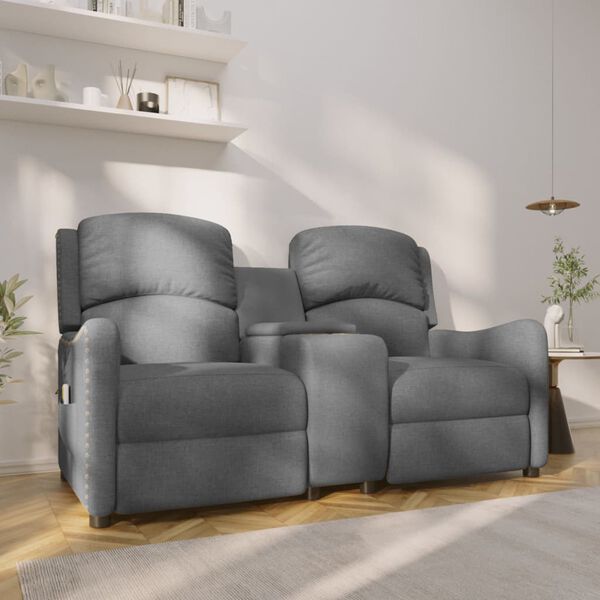 vidaXL 2 szem&eacute;lyes vil&aacute;gossz&uuml;rke sz&ouml;vet massz&aacute;zsfotel poh&aacute;rtart&oacute;val