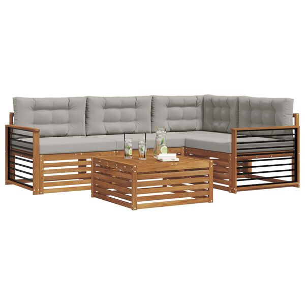 vidaXL K&uuml;lt&eacute;ri kanap&eacute; szett 5 pcs Term&eacute;szetes &eacute;s Vil&aacute;gossz&uuml;rke