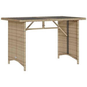 vidaXL b&eacute;zs polyrattan &uuml;veglapos kerti asztal 110x68x70 cm